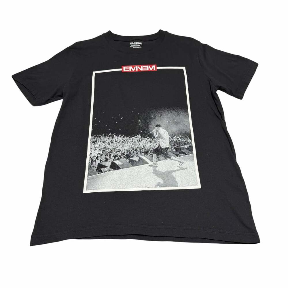 Eminem Concert Live Photo Graphic T-Shirt Black Top TopTen10